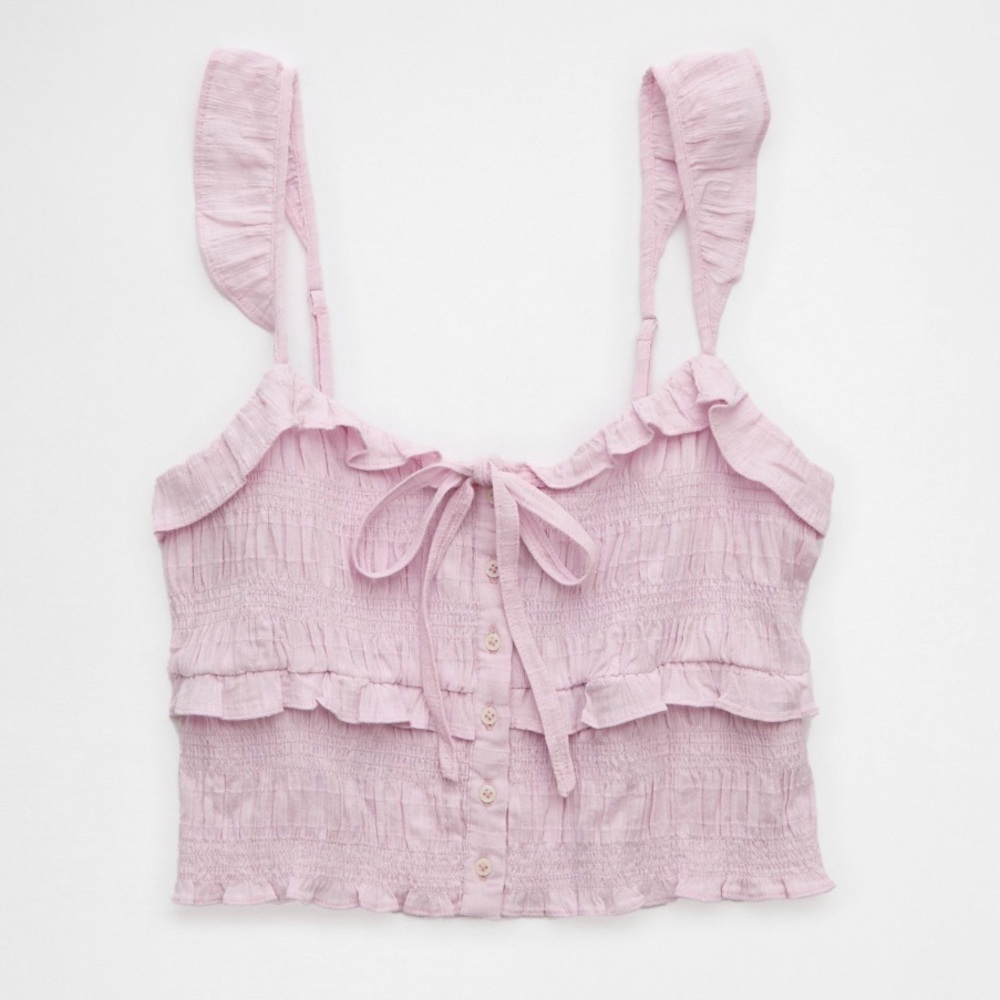 NWT Orchid American Eagle Smocked Ruffle Tank Top - Medium